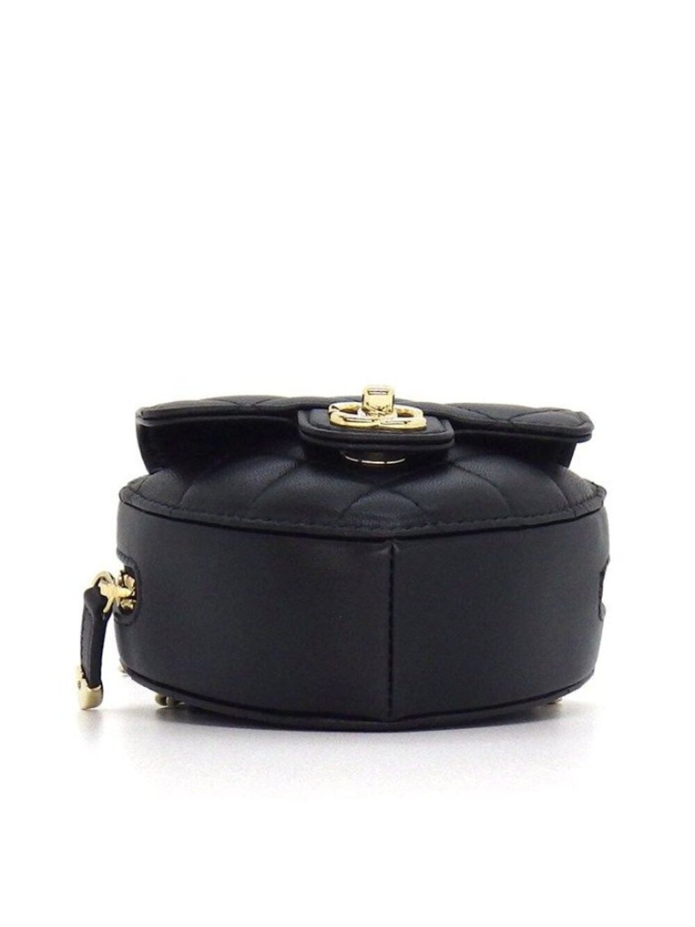 Chanel Shoulder Bag Quilted Heart Chain Onwards Black Bordeaux Lambskin - Picture 4 of 11